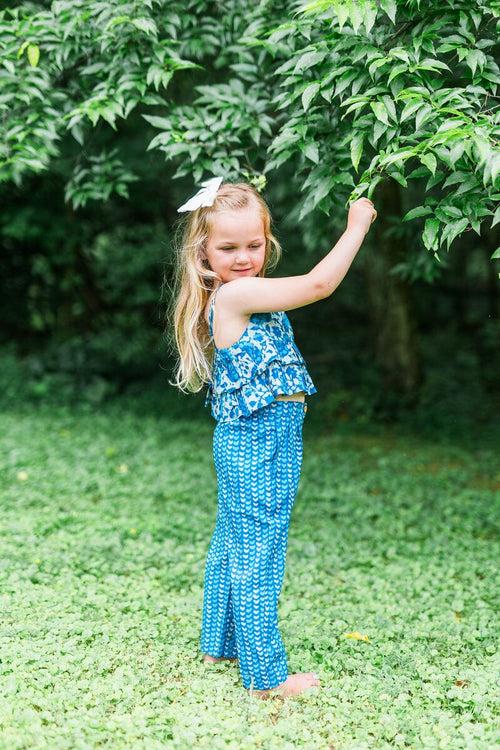 Indigo Floral Print Top & Pant Set