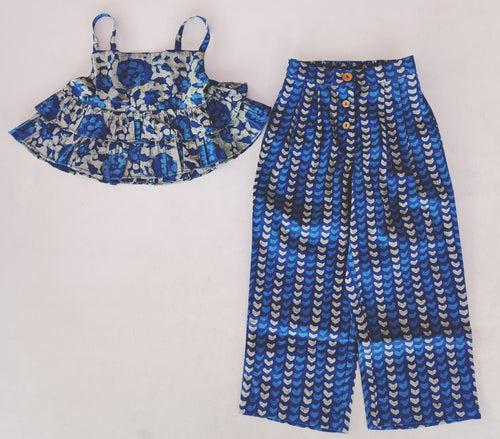 Indigo Floral Print Top & Pant Set