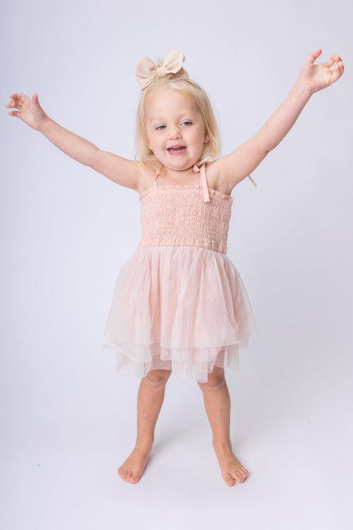 Light Pink Tulle Solid Color Infant Ruffle Romper