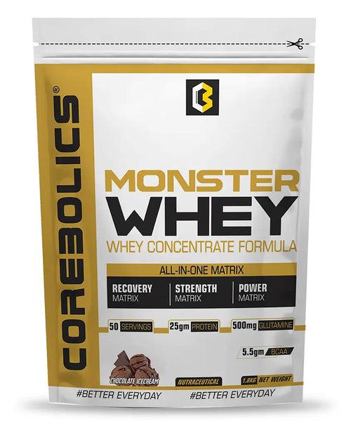 Corebolics Monster Whey - Whey Concentrate Formula 1.8 kg - (50 servings) + FREE SHAKER