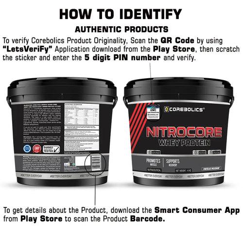 Corebolics Nitrocore Whey Protein (4 kg, 95 Servings) + FREE GYM BAG and SHAKER