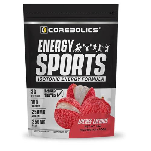 Corebolics Energy Sports (Electrolyte Powder Fortified With BCAA, Glutamine, Creatine Monohydrate and Vitamins)