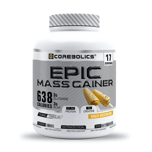 Corebolics Epic Mass Gainer(3 kg, 50 Servings)+ free gym bag and Calcium ( 30 Tablets)