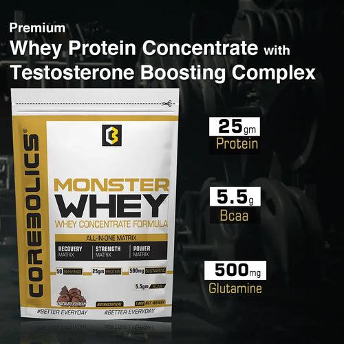 Corebolics Monster Whey - Whey Concentrate Formula 1.8 kg - (50 servings) + FREE SHAKER