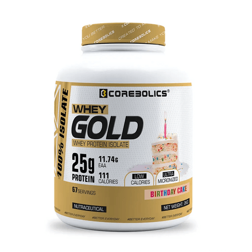 Corebolics Whey Gold - Isolate Protein(2 kg, 67 Servings) + GOLD STEEL SHAKER FREE