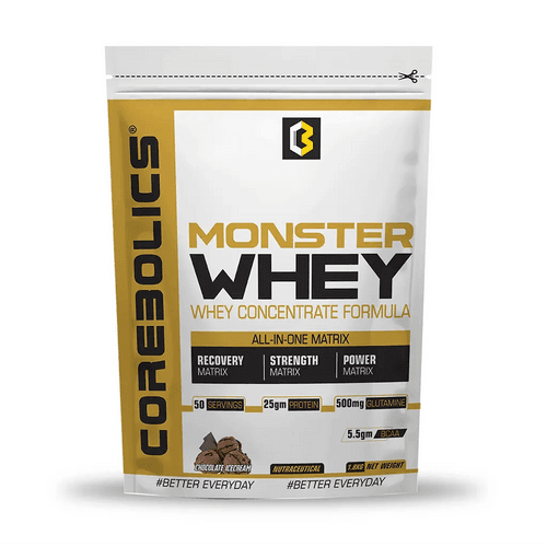 Corebolics Monster Whey - Whey Concentrate Formula 1.8 kg - (50 servings) + FREE SHAKER