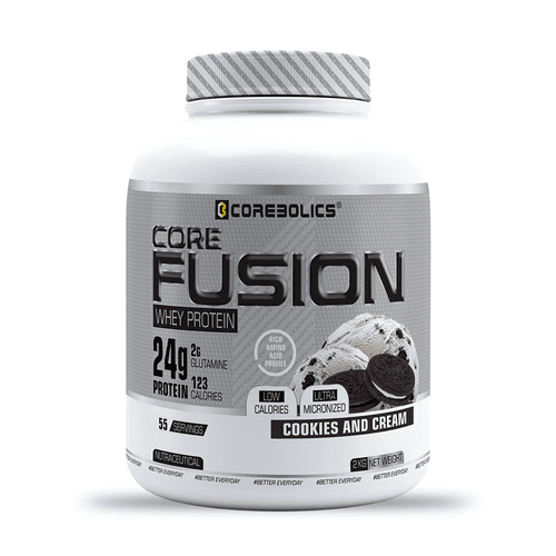 COREBOLICS CORE FUSION WHEY PROTEIN (2 KG , 55 SERVINGS) + 2 LITRE  SIPPER BOTTLE FREE