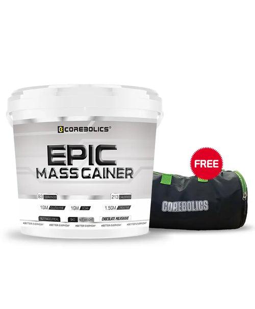 Corebolics Epic Mass Gainer (5 kg, 83 Servings) + FREE GYM BAG