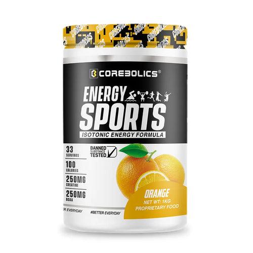 Corebolics Energy Sports (Electrolyte Powder Fortified With BCAA, Glutamine, Creatine Monohydrate and Vitamins)