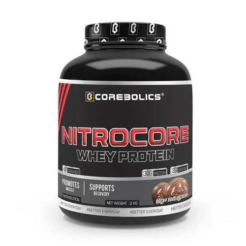 COREBOLICS NITROCORE WHEY PROTEIN (2 KG, 47 SERVINGS) + SIPPER BOTTLE 2.0 LITRE FREE