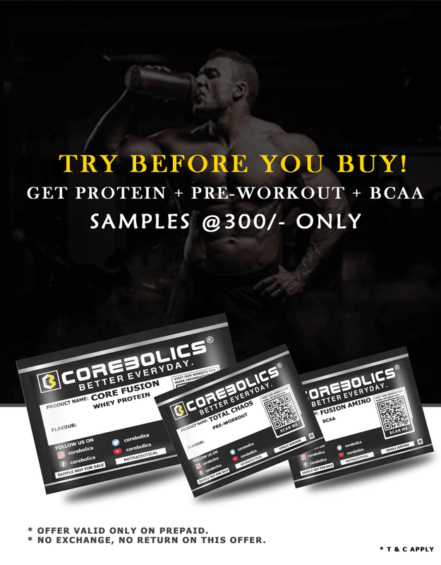 SAMPLE SACHET SET- WHEY PROTEIN+PRE-WORKOUT+BCAA