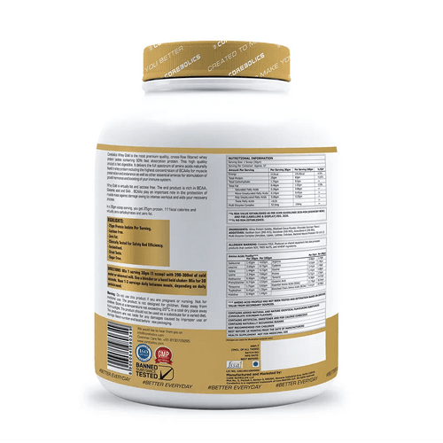 Corebolics Whey Gold - Isolate Protein(2 kg, 67 Servings) + GOLD STEEL SHAKER FREE