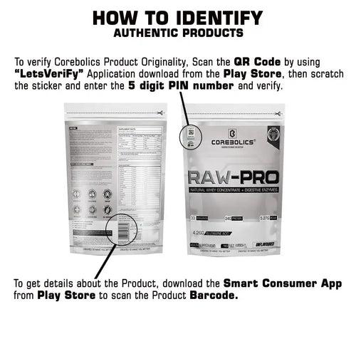 Corebolics Raw - Pro Natural Whey Concentrate + Digestive Enzymes(Unflavoured, 1 kg, 33 Servings)