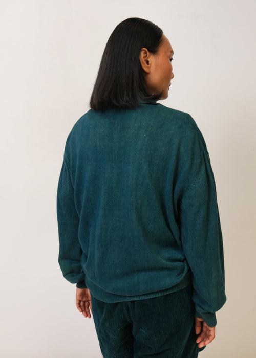 BOTTLE GREEN SOLID MERINO & PASHMINA WOOL CARDIGAN