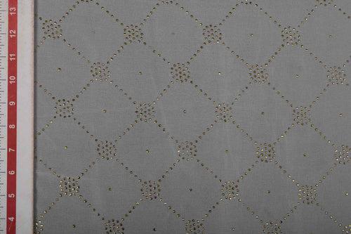 White & Golden Traditional Viscose Georgette Fabric