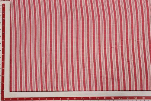 White & Red Stripes Yarn Dyed Rayon Slub Fabric