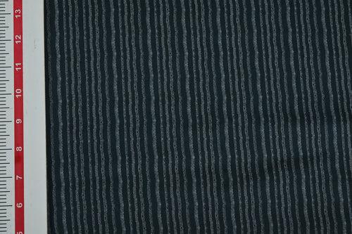 Gray & White Stripes Printed Viscose Twill Fabric