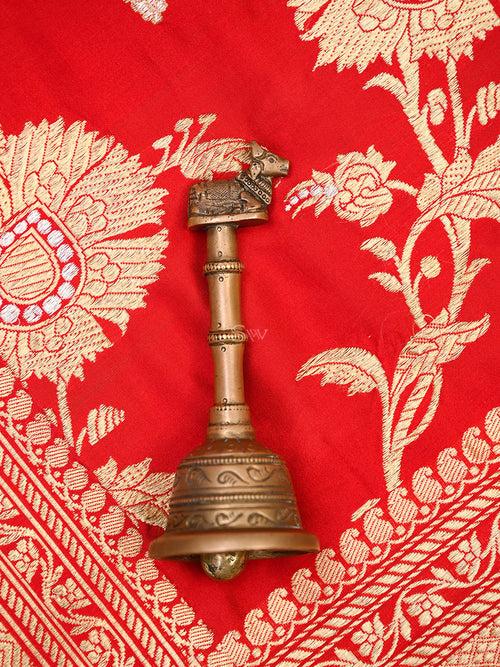 Red Jaal Katan Silk Handloom Banarasi Saree