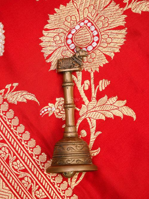 Red Jaal Katan Silk Handloom Banarasi Saree