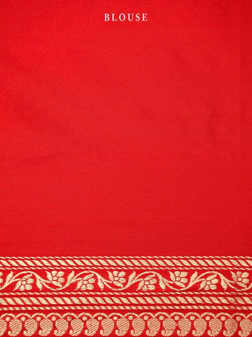 Red Jaal Katan Silk Handloom Banarasi Saree