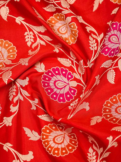 Red Meenakari Katan Silk Handloom Banarasi Saree