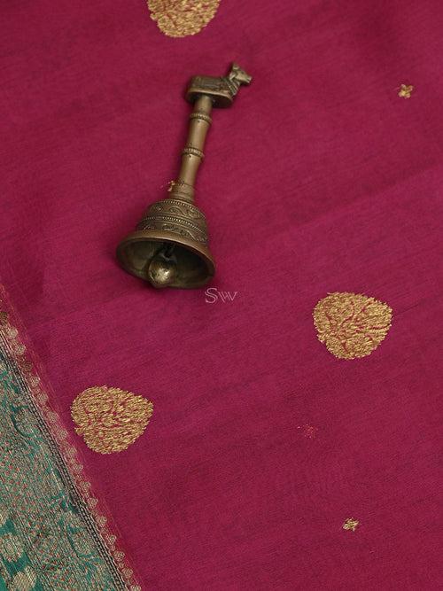 Magenta Booti Organza Handloom Banarasi Saree