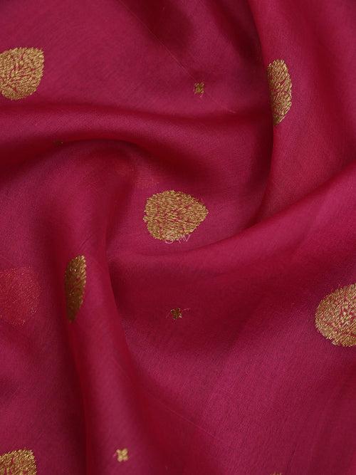 Magenta Booti Organza Handloom Banarasi Saree