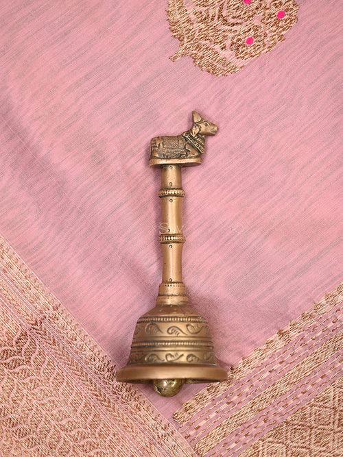 Pastel Pink Meenakari Boota Chanderi Silk Handloom Banarasi Saree