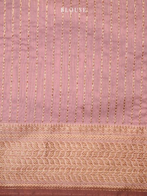 Pastel Pink Meenakari Boota Chanderi Silk Handloom Banarasi Saree