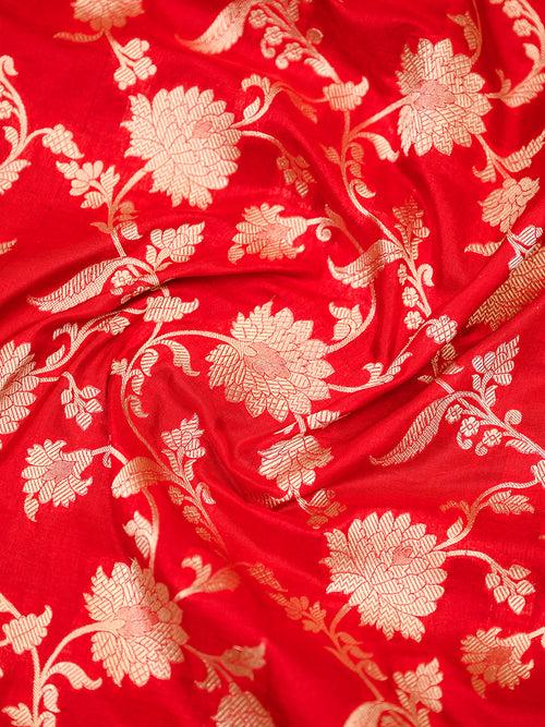 Red Jaal Uppada Katan Silk Handloom Banarasi Saree