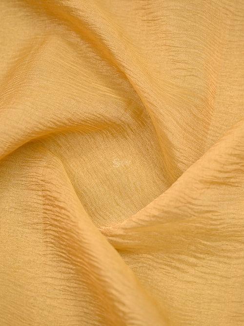 Yellow Pure Crush Tissue Silk Handloom Banarasi Saree