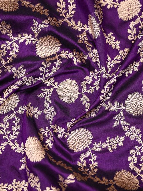 Purple Jaal Uppada Katan Silk Handloom Banarasi Saree