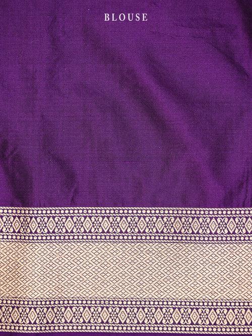 Purple Jaal Uppada Katan Silk Handloom Banarasi Saree