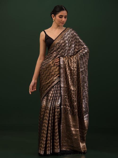 Black Tissue Brocade Handloom Banarasi Saree