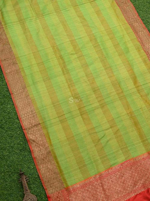 Parrot Green Tussar Silk Handloom Banarasi Dupatta