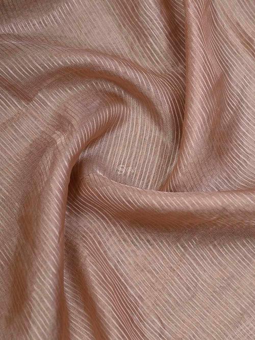 Pastel Peach Tissue Stripe Handloom Banarasi Dupatta