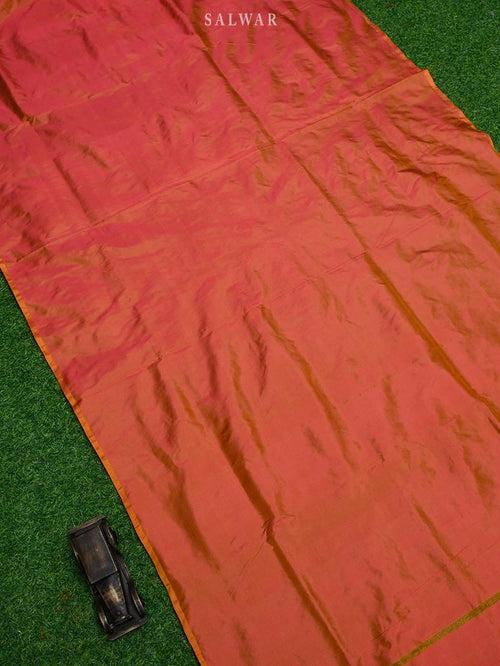 Pink Orange Katan Silk Handloom Banarasi Suit