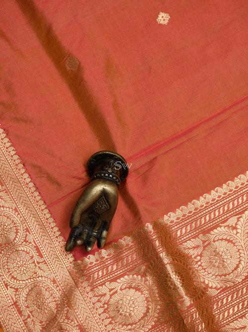 Pink Orange Katan Silk Handloom Banarasi Suit