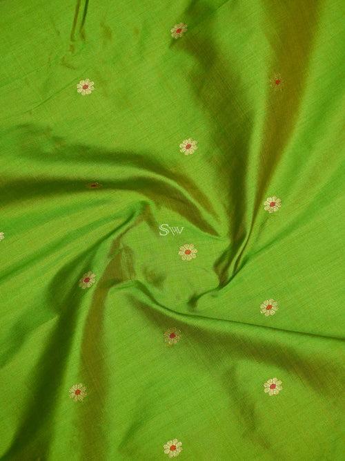 Parrot Green Katan Silk Handloom Banarasi Suit