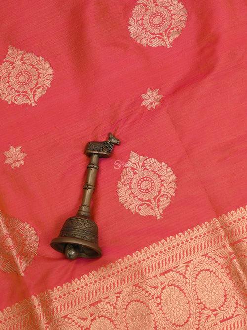 Orange Pink Katan Silk Handloom Banarasi Suit