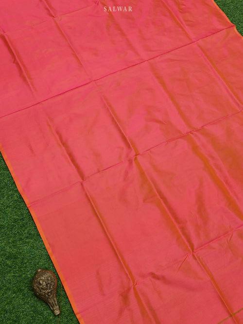 Orange Pink Katan Silk Handloom Banarasi Suit
