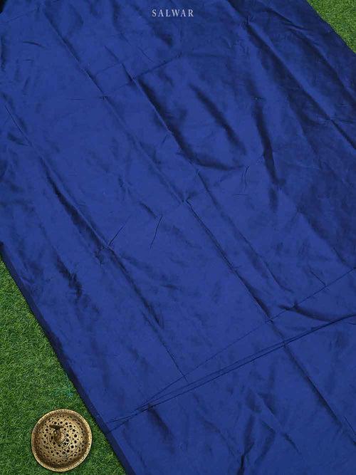 Navy Blue Katan Silk Handloom Banarasi Suit