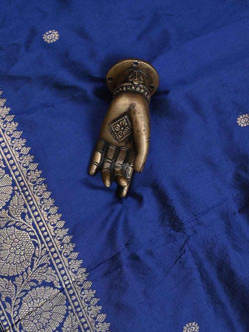 Navy Blue Katan Silk Handloom Banarasi Suit