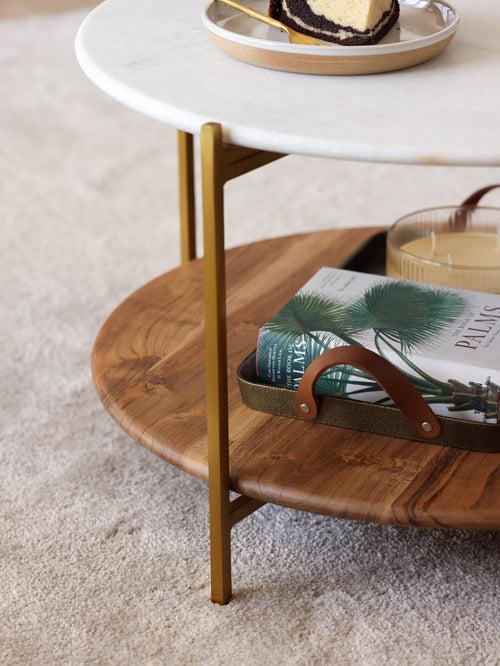 Florence Coffee Table, Marble & Wood Base