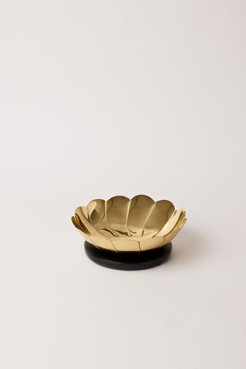 Lotus Decorative Brass Bowls, Black Marble