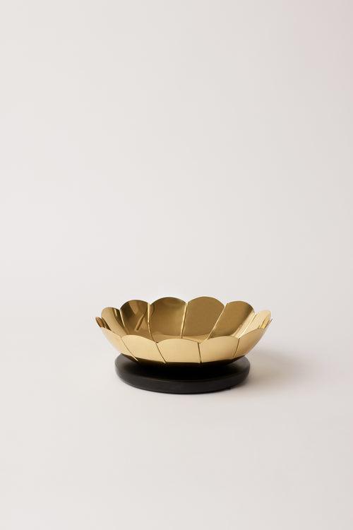 Lotus Decorative Brass Bowls, Black Marble