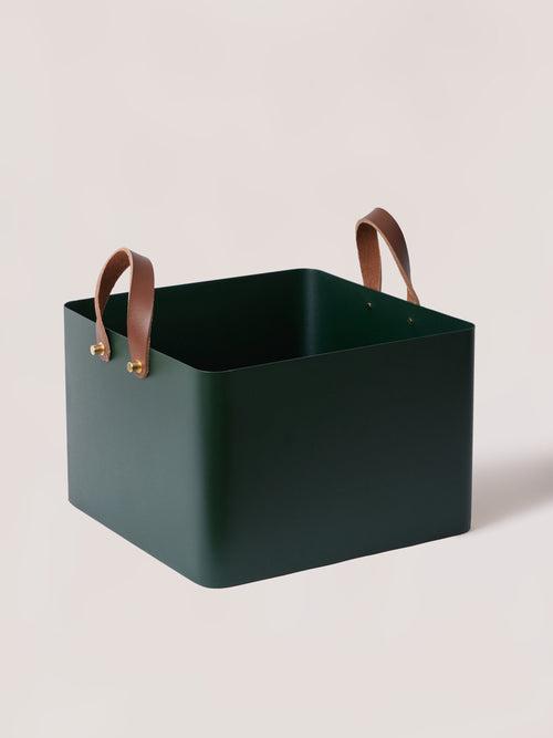 Square Metal Basket - Forest Green, XL