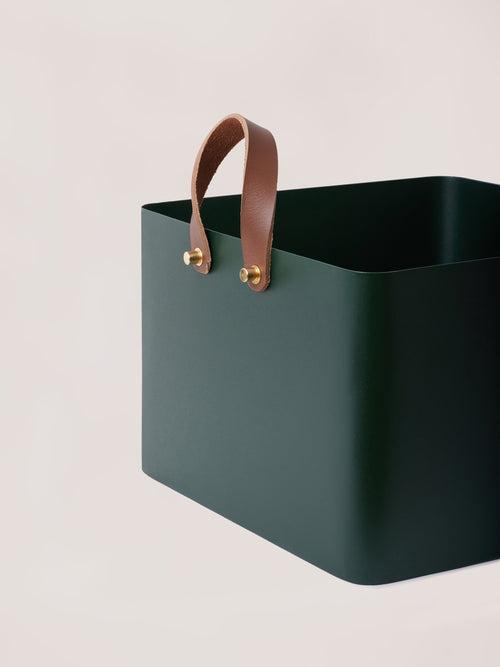 Square Metal Basket - Forest Green, XL
