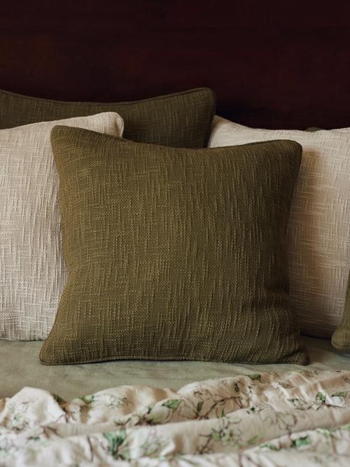 Olive Cushion Cover with Piping