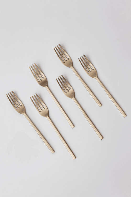 Taihi Brass Dinner Forks Set, Champagne Gold